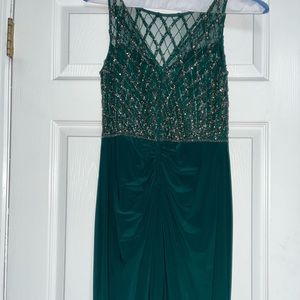 Emerald Green Jeweled Top Prom Dress